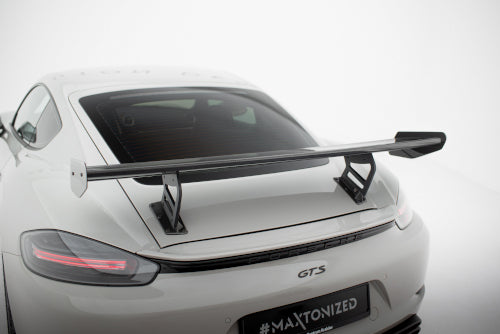 Bakvinge V.2 i kolfiber med inre fästen för Porsche 718 Cayman 982c