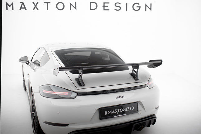 Bakvinge V.1 i kolfiber med inre fästen för Porsche 718 Cayman 982c