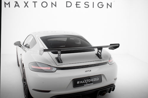 Bakvinge V.1 i kolfiber med inre fästen för Porsche 718 Cayman 982c