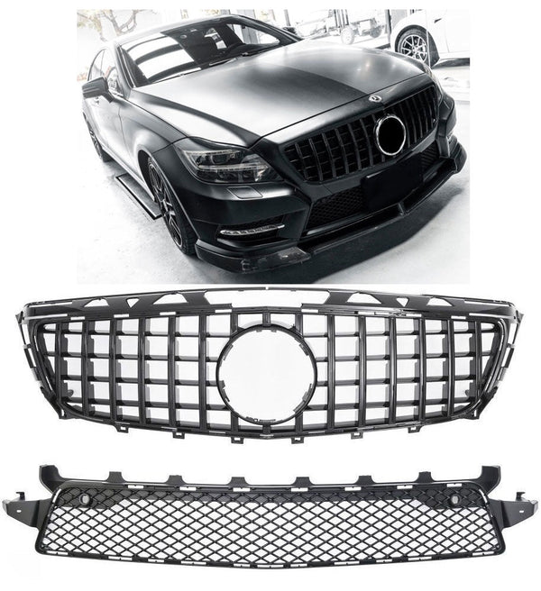 Grill Panamericana GT i svart för Mercedes CLS W218/X218 (före facelift) AMG-Line