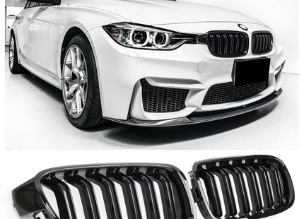 Grill med dubbla ribbor i blanksvart för BMW 3-serie F30/F31