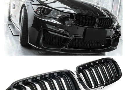Grill med dubbla ribbor i blanksvart för BMW 3-serie F30/F31