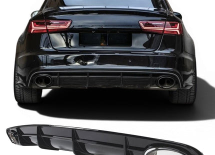 Diffuser med ändrör i svart för Audi A6 C7 Facelift