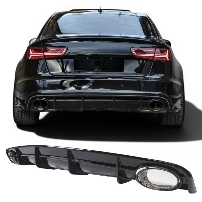 Diffuser med ändrör i svart för Audi A6 C7 Facelift