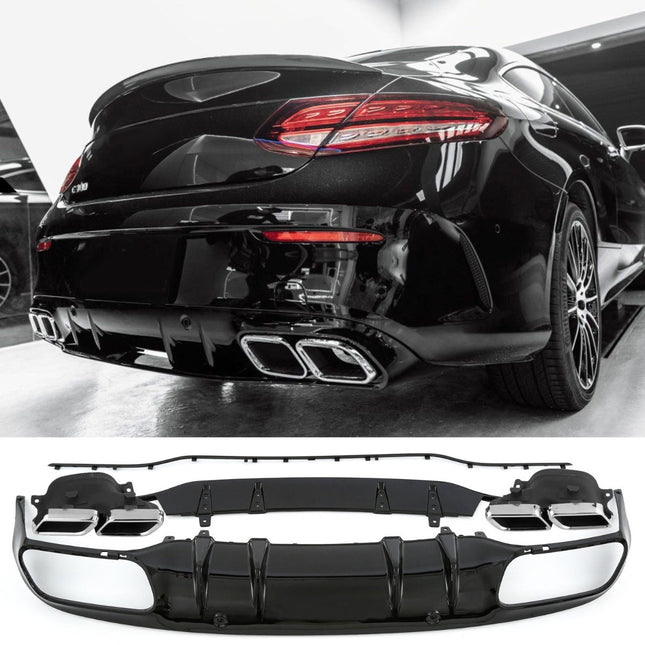 Diffuser med ändrör i krom för Mercedes C-Klass A205/C205 (C63-look)
