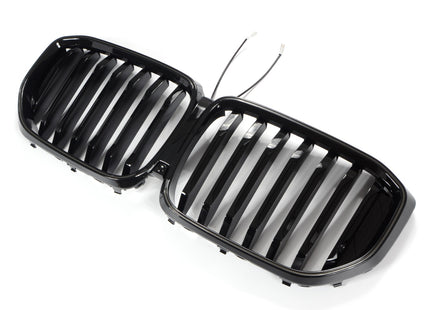 Grill med enkla ribbor i svart med LED för BMW X5 G05 Facelift
