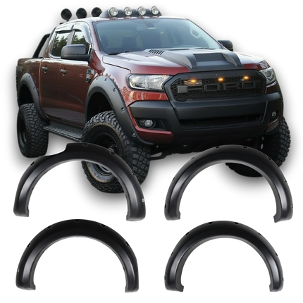Blanksvarta Skärmbreddare Jumbo Ford Ranger T6/T7/T8 2012-2022