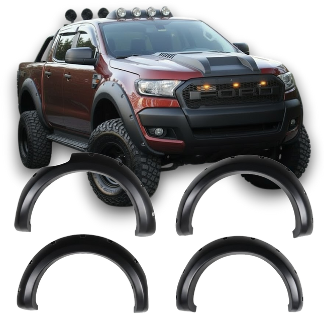 Blanksvarta Skärmbreddare Jumbo Ford Ranger T6/T7/T8 2012-2022