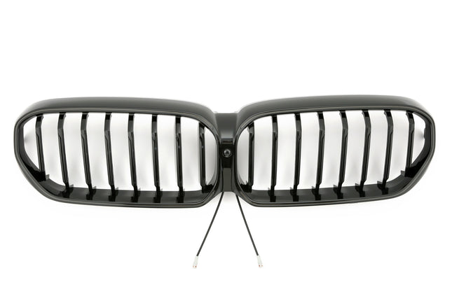 Grill med enkla ribbor i svart med LED för BMW 5-serie G30/G31 Facelift