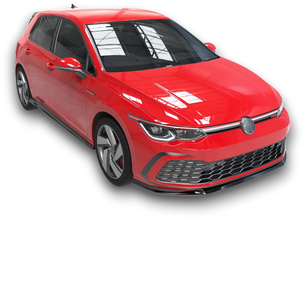 Frontsplitter V.2 i blanksvart för VW Golf MK8 GTD/GTE/GTI