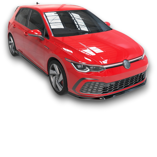 Frontsplitter V.2 i blanksvart för VW Golf MK8 GTD/GTE/GTI
