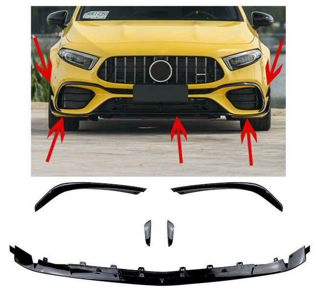 Frontsplitter i blanksvart för Mercedes A-Klass W177 A45 AMG