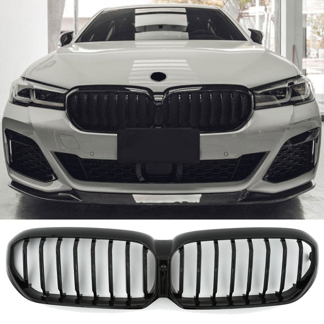 Grill med enkla ribbor i blanksvart för BMW 5-serie G30/G31 Facelift