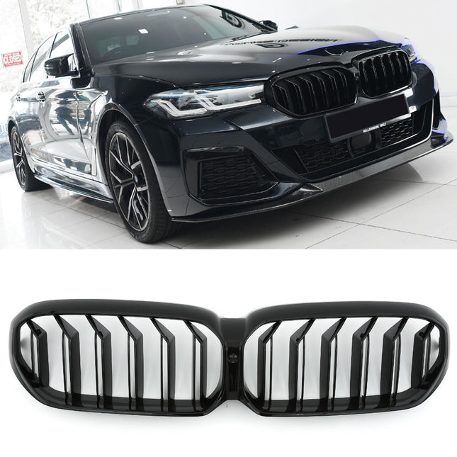 Grill med dubbla ribbor i blanksvart för BMW 5-serie G30/G31 Facelift