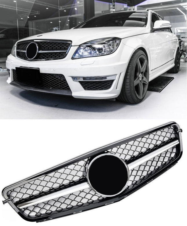 Grill i krom med Mercedesstjärna för Mercedes C-Klass W204/S204
