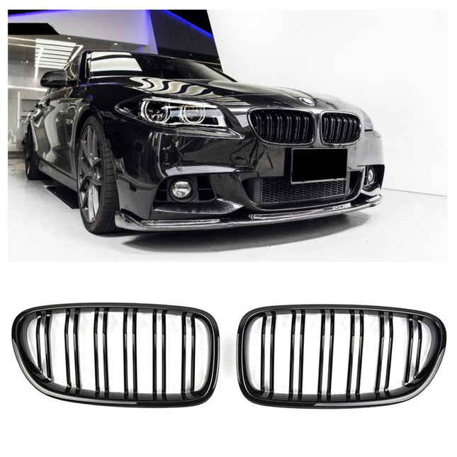 Grill med dubbla ribbor i blanksvart för BMW 5-serie F10/F11