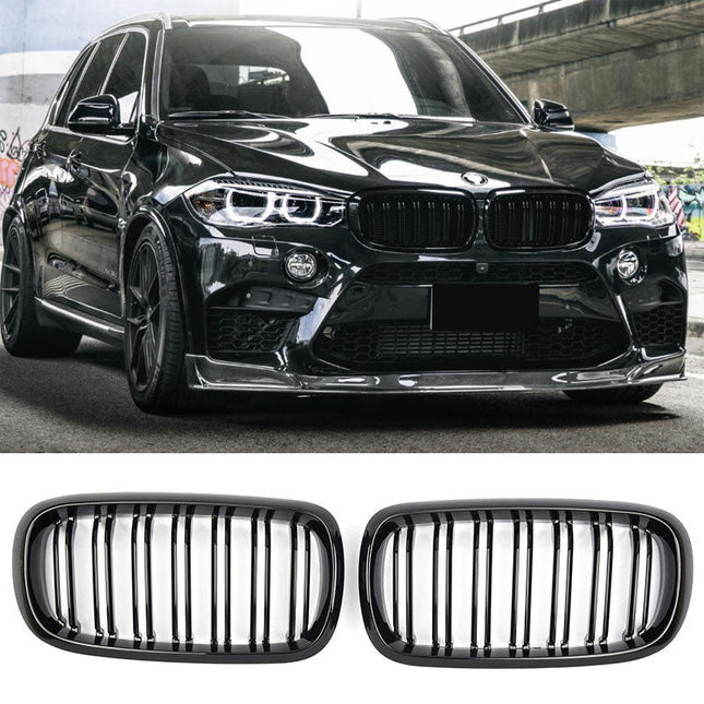 Grill med dubbla ribbor i blanksvart för BMW X5 F15/X6 F16