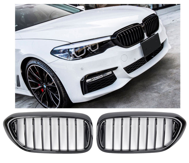 Grill med enkla ribbor i blanksvart för BMW 5-serie G30/G31