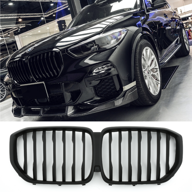 Grill med enkla ribbor i mattsvart för BMW X5 G05 (före facelift)