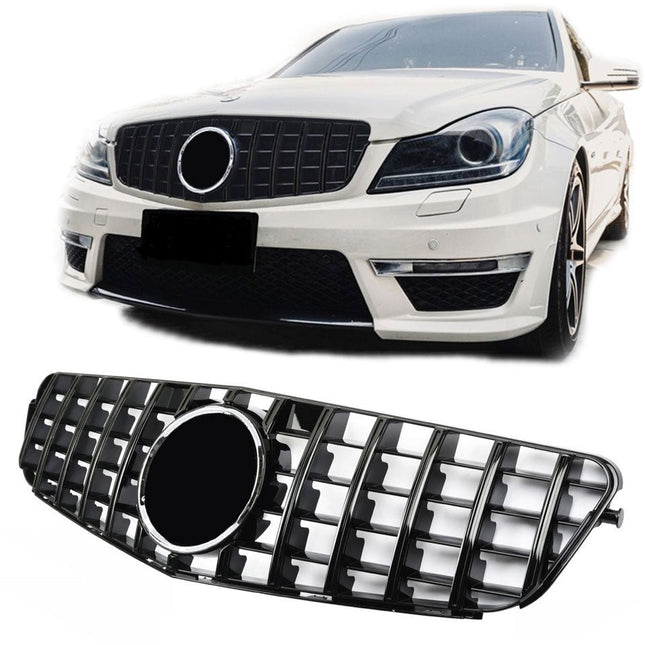 Grill Panamericana GT i svart med Mercedesstjärna för Mercedes C-Klass W204