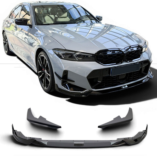 Frontsplitter i blanksvart med stötfångarfenor för BMW 3-serie G20 Facelift