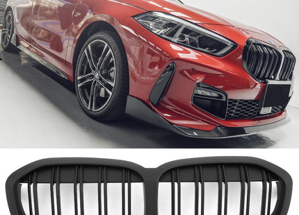 Grill med dubbla ribbor i mattsvart för BMW 1-serie F40