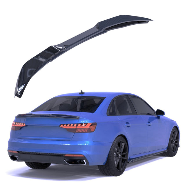 Blanksvart Bakspoiler Audi A4 B9 Facelift 2019-2024