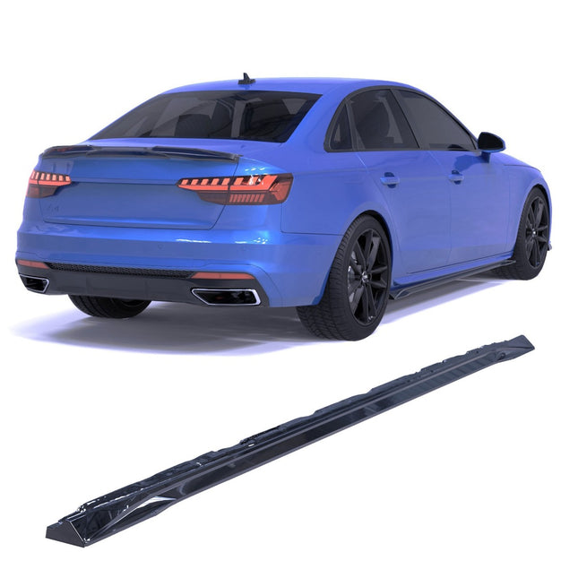 Blanksvarta Sidokjolar Audi A4 B9 Facelift 2019-2024 (S-Line / S4)