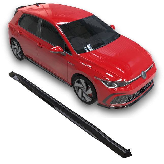 Sidokjolar V.2 i blanksvart för VW Golf MK8 GTD/GTE/GTI
