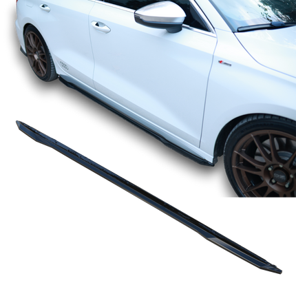 Blanksvarta Sidokjolar Audi A3 8Y Sedan 2020-2024 (S-Line / S3 / RS3)