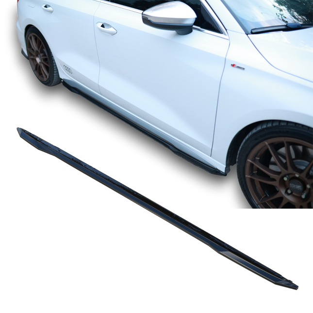 Blanksvarta Sidokjolar Audi A3 8Y Sedan 2020-2024 (S-Line / S3 / RS3)