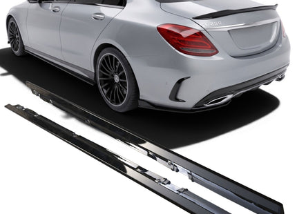Sidokjolar i blanksvart för Mercedes C-Klass W205/S205