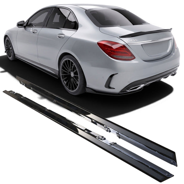 Sidokjolar i blanksvart för Mercedes C-Klass W205/S205