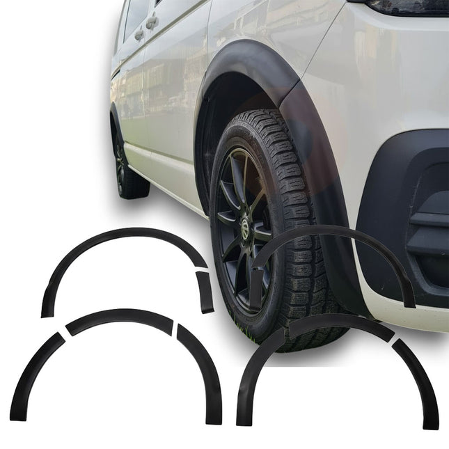 Blanksvarta Hjulbågsförlängningar Volkswagen Transporter T6.1 2019-2021 (8 delar)